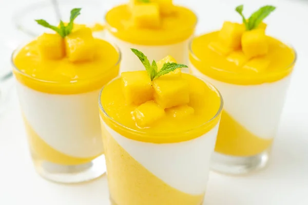 Italský dezert mango panna cotta — Stock fotografie