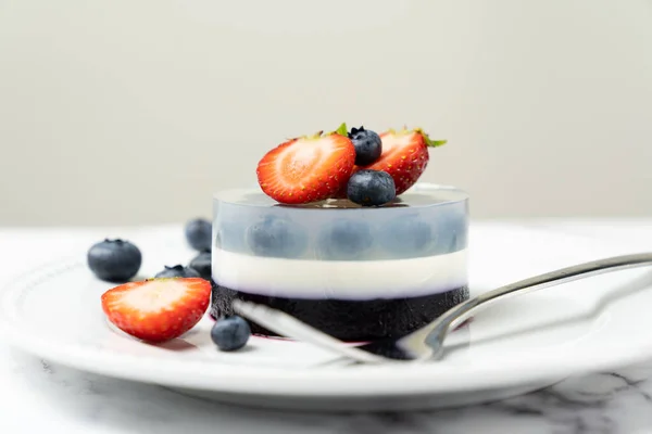 Blueberry fruit agar agar or jelly dessert — Stock Photo, Image