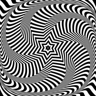 Op sanat tasarlamak. Rotasyon, burulma ve büküm hareket yanılsaması. Vektör çizim.