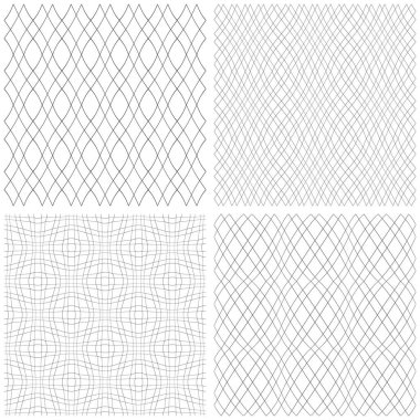 Dikişsiz desen ayarlayın. Dalgalı çizgiler dışbükey dokular. Vektör sanat.