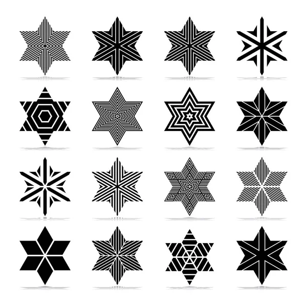 Star Shape Abstract Geometric Icons Set Vector Art — Stock Vector