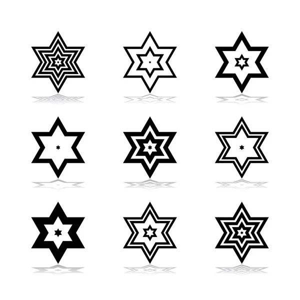 Star Shape Design Elements Abstract Geometric Icons Set Vector Art — Stock Vector