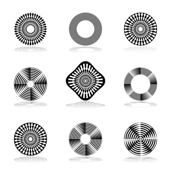 Ensemble Éléments Conception Flèches Noires Blanches Motifs Cercle Art Vectoriel — Image vectorielle