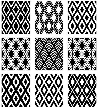 Kusursuz elmas desenler kümesi. Geometrik dokular. Vektör sanat.