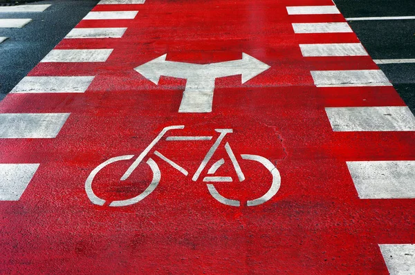 Sinal Faixa Bicicleta Estrada Rua — Fotografia de Stock