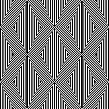 Kesintisiz geometrik üçgenler ve elmas desen. Şeritli satırlar doku. Vektör sanat.