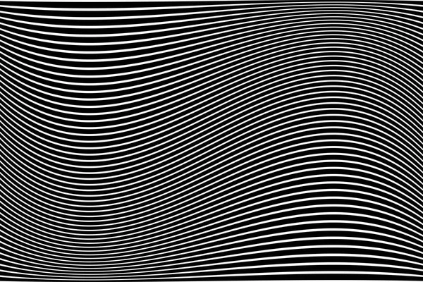 Abstracte Golvende Lijnen Ontwerpen Gestreepte Zwart Witte Achtergrond Vector Kunst — Stockvector