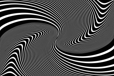 Op sanat tasarlamak. Girdap hareket yanılsaması. Dalgalı çizgiler doku. Vektör çizim.