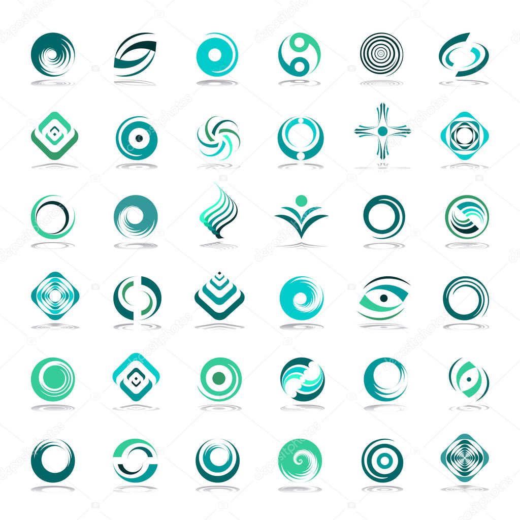 Design elements set. Abstract icons in green colors. Vector art.