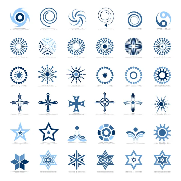 Design Elements Set Abstract Icons Blue Colors Vector Art — Stock Vector