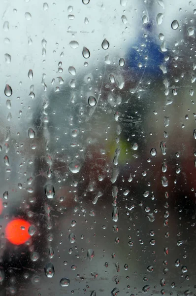 Regentropfen Auf Fensterglas — Stockfoto