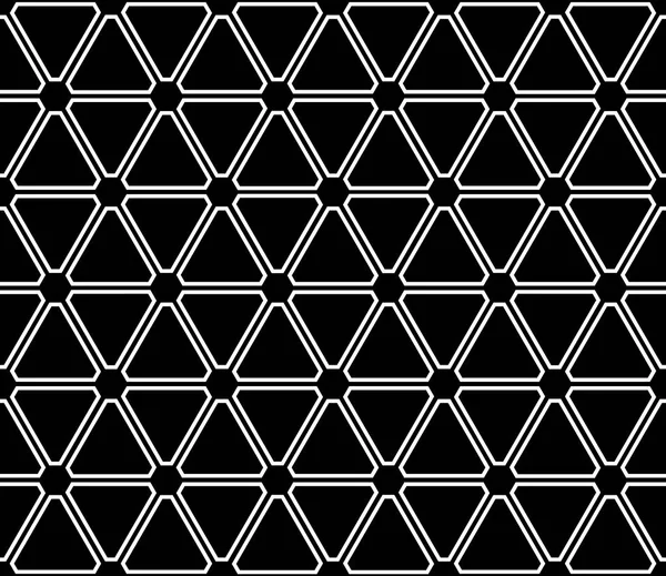 Patrón Triángulos Hexágonos Negros Sin Costura Textura Geométrica Arte Vectorial — Vector de stock