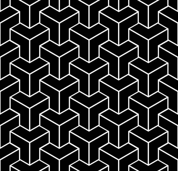 Безшовний Чорний Геометричний Ізометричний Візерунок Ілюзія Векторне Мистецтво — стоковий вектор