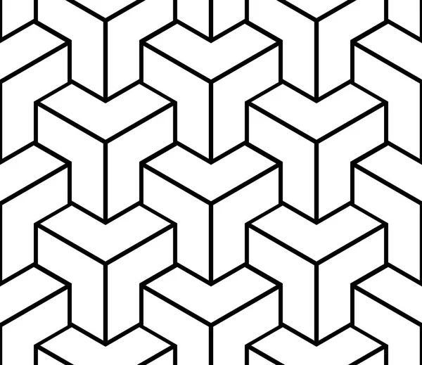 Seamless Geometric Isometric Pattern Illusion Vector Art — Stock Vector