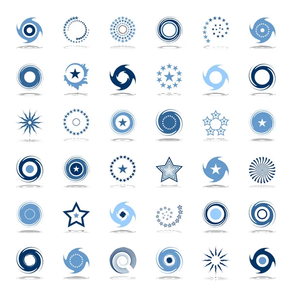Ensemble Éléments Conception Icônes Abstraites Couleurs Bleues Art Vectoriel — Image vectorielle