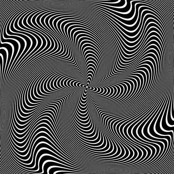 オップ アート デザインを抽象化します 旋回渦運動のような錯覚 波線のテクスチャです ベクトル図 — ストックベクタ