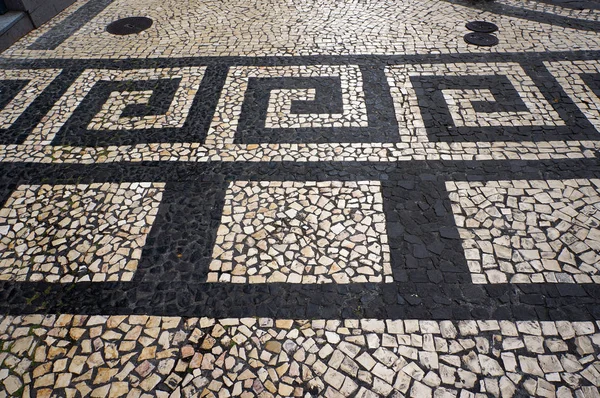 Patrón Pavimento Mosaicos Calles Plazas Funchal Madeira Portugal —  Fotos de Stock