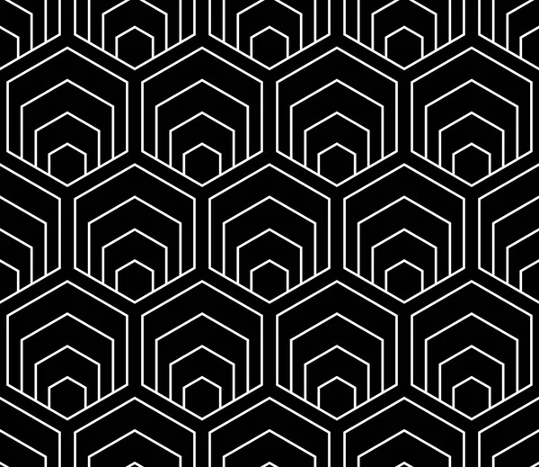 Patrón Hexagones Sin Costura Fondo Geométrico Negro Textura Arte Vectorial — Archivo Imágenes Vectoriales