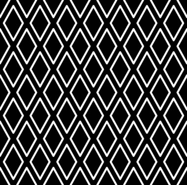 Kusursuz elmas desen. Siyah ve beyaz geometrik arka plan ve doku. Vektör sanat.