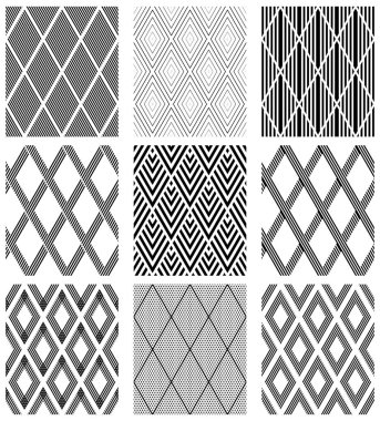 Kusursuz elmas desenler kümesi. Geometrik dokular. Vektör sanat.