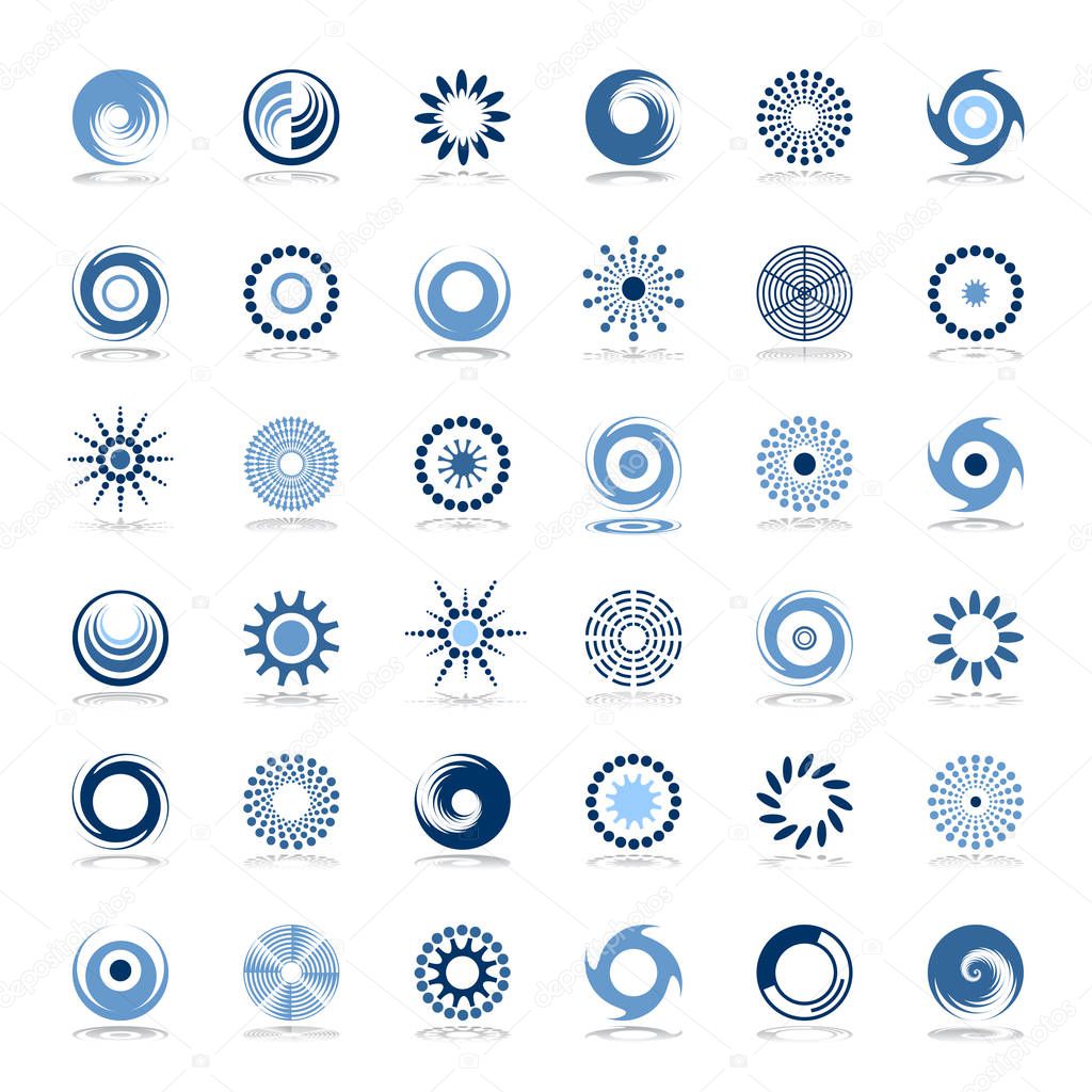 Design elements set. Abstract icons in blue colors. Vector art.