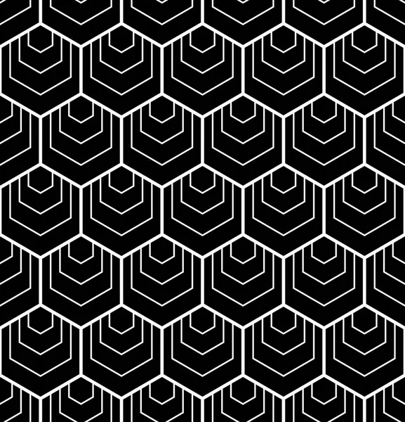 シームレスな六角形パターン 黒と白の幾何学的な背景やテクスチャ ベクター アート — ストックベクタ