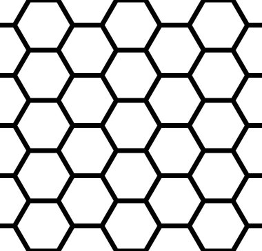 Sorunsuz altıgenler desen. Siyah ve beyaz geometrik doku ve arka plan. Vektör sanat.