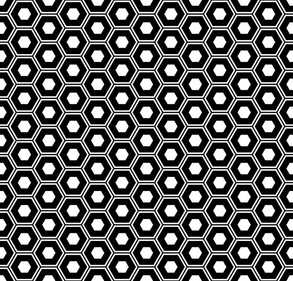 Seamless Hexagons Pattern Black White Geometric Texture Background Vector Art — Stock Vector