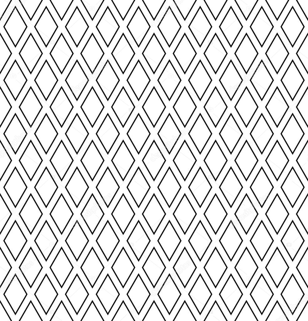 Seamless diamonds pattern. White geometric background. Vector art.