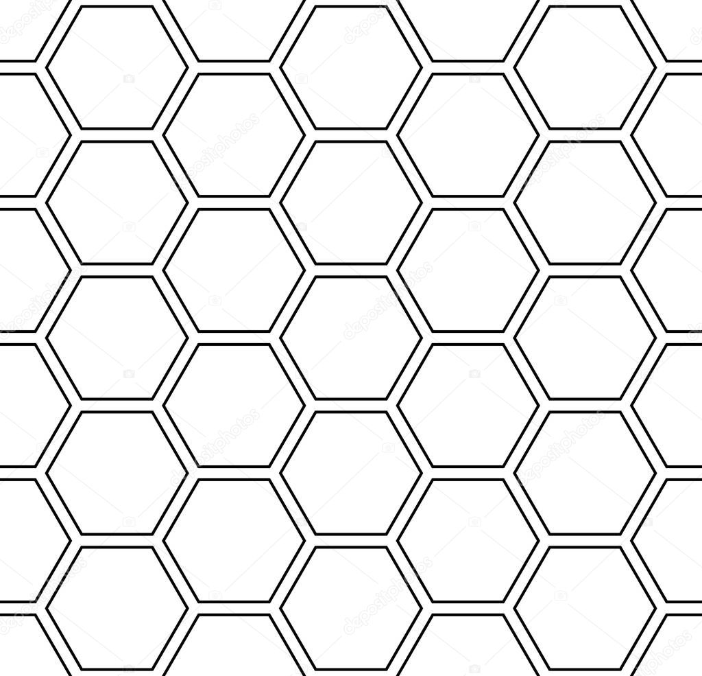 Seamless hexagons pattern. White geometric textured background. Vector art.