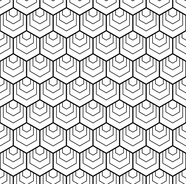 Sorunsuz Altıgenler Desen Geometrik Arka Plan Siyah Beyaz Vektör Sanat — Stok Vektör