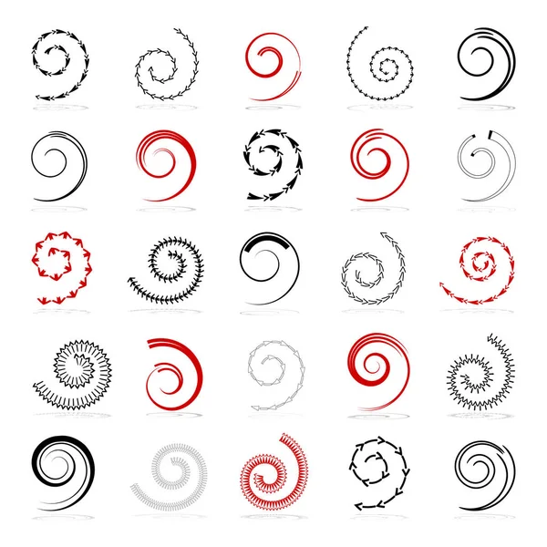 Conjunto Elementos Design Espiral Arte Vetorial — Vetor de Stock