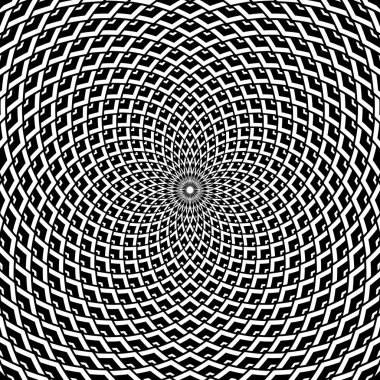 Op sanat soyut dizaynı. Geometrik rotasyon desen. Vektör çizim.