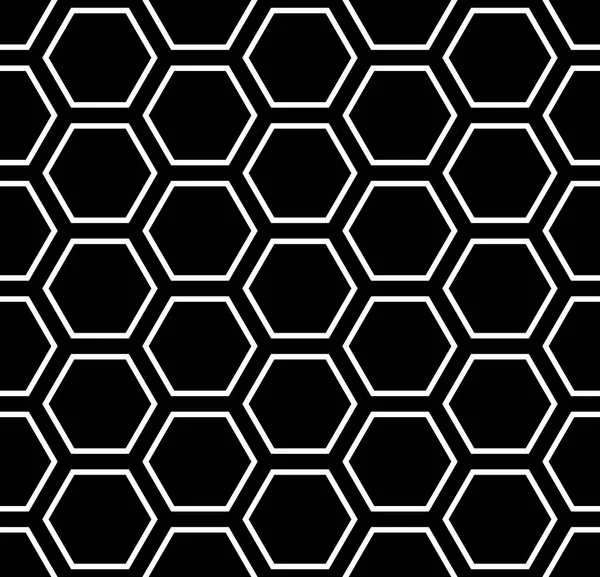 Seamless Hexagons Pattern Black White Geometric Texture Background Vector Art — Stock Vector