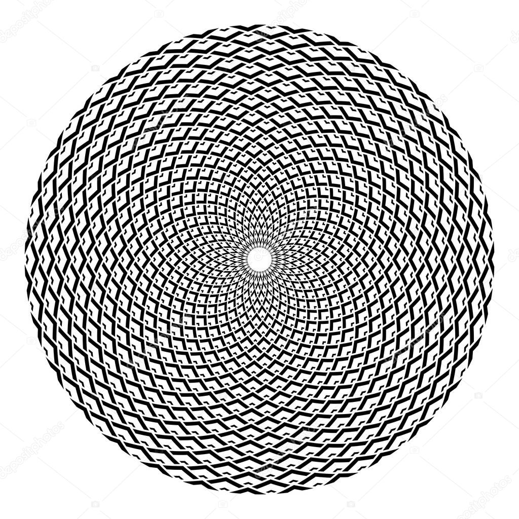 Circle design element. Abstract geometric rotation circular pattern. Vector art.