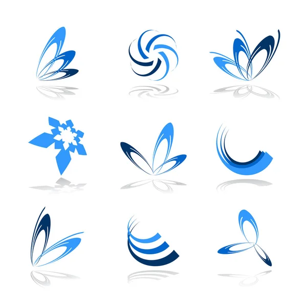 Набор Элементов Дизайна Абстрактные Синие Иконы Векторное Искусство — стоковый вектор