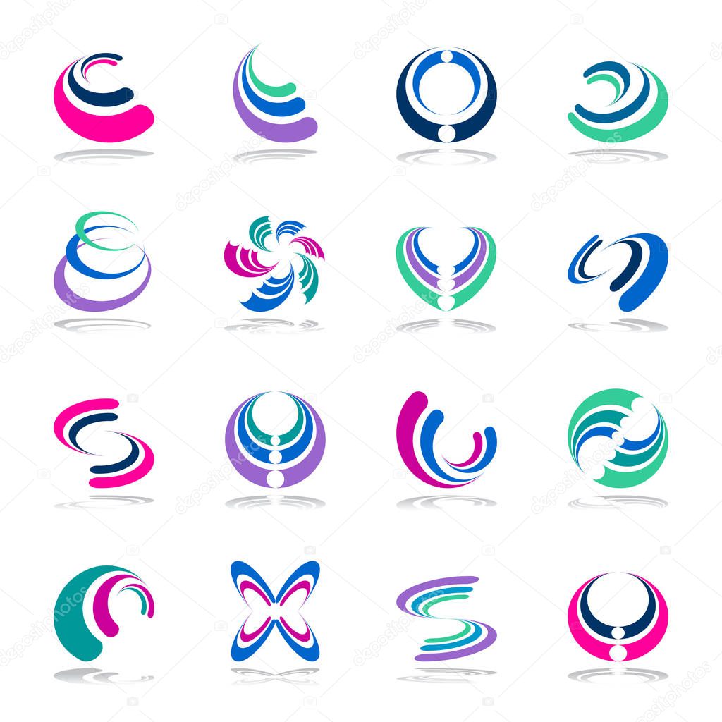 Design elements set. Color abstract icons. Vector art.