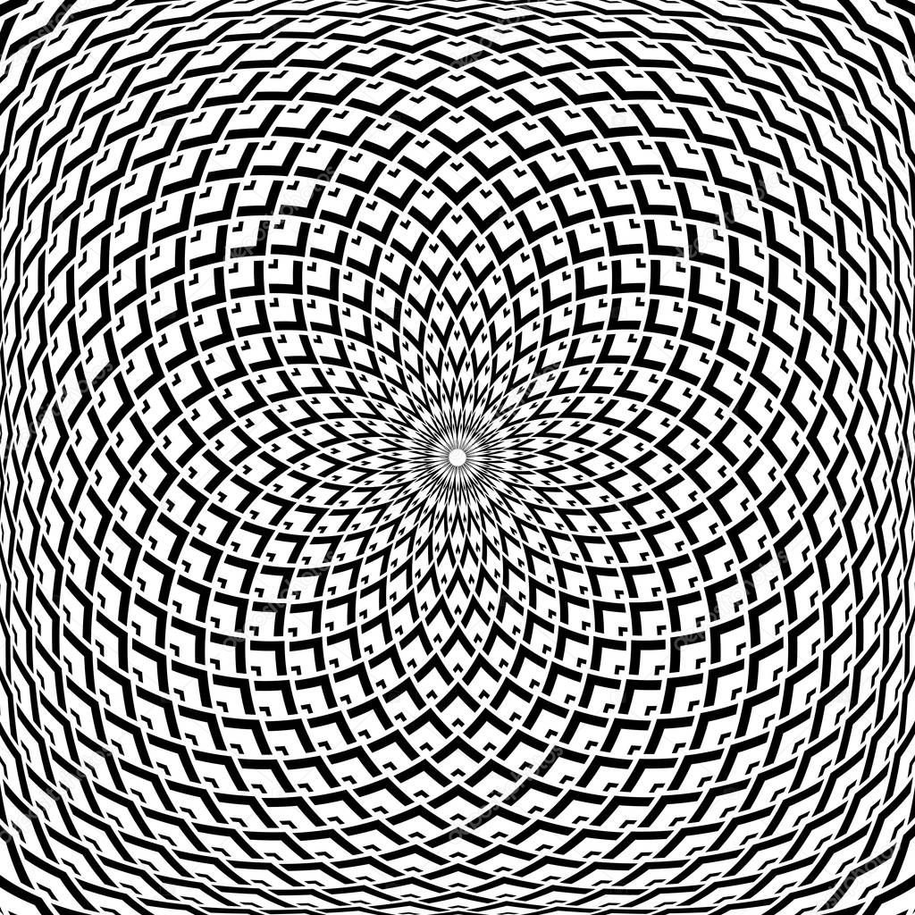 Op art abstract design. Geometric convex rotation pattern. Vector illustration.