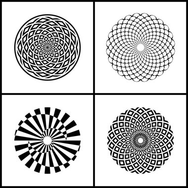 Döndürme tasarım öğeleri. Soyut daire simgeler kümesi. Vektör sanat.