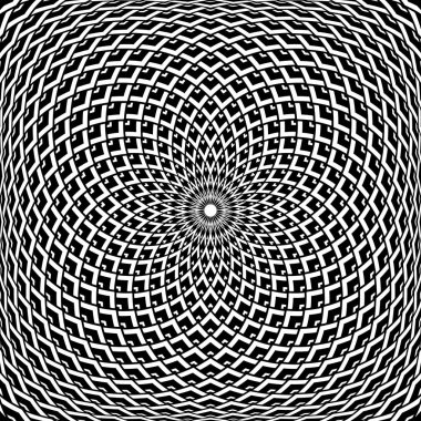 Op sanat soyut dizaynı. Geometrik dışbükey rotasyon desen. Vektör çizim.