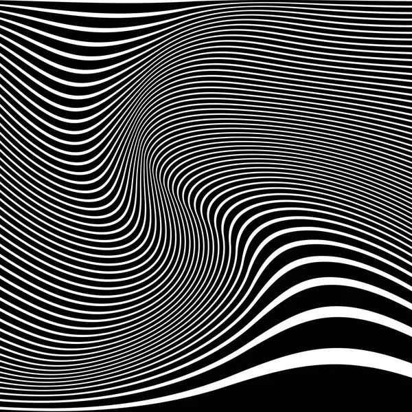 Conception Abstraite Lignes Ondulées Fond Texture Rayés Noir Blanc Art — Image vectorielle