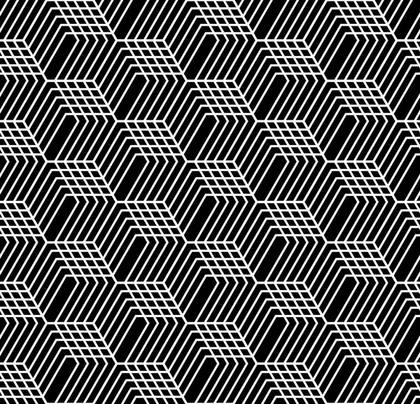 Naadloze Art Geometrische Patroon Illusie Zwart Wit Isometrische Achtergrond Textuur — Stockvector