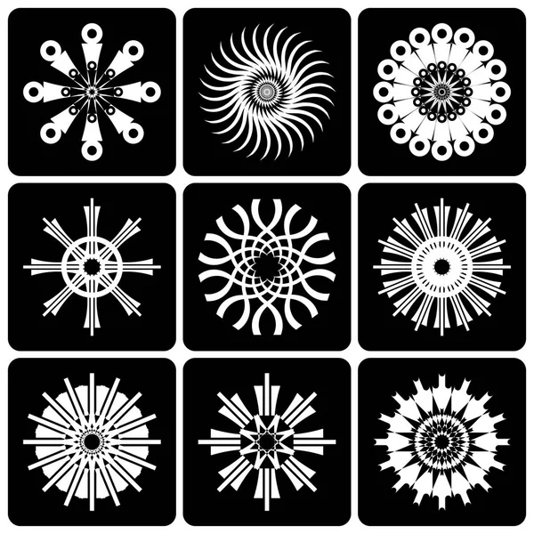 Ensemble Éléments Conception Icônes Abstraites Noir Blanc Contrastées Art Vectoriel — Image vectorielle