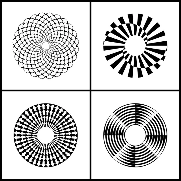 Designuppsättning Element Abstrakta Rotation Cirkel Ikoner Vektor Konst — Stock vektor