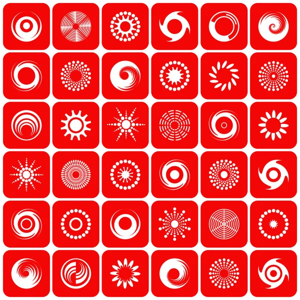 Design Elements Set Red White Abstract Icons Vector Art — Stock Vector