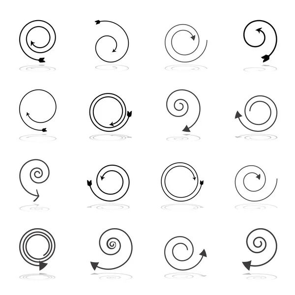 Flèches Formes Spirale Ensemble Éléments Conception Art Vectoriel — Image vectorielle