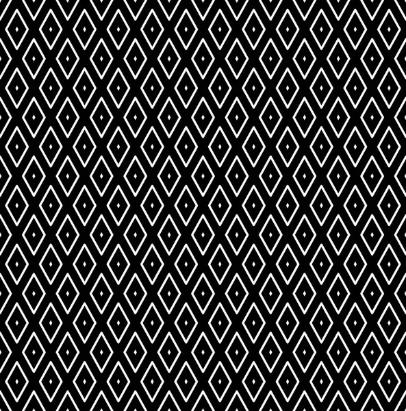 Seamless Diamonds Pattern White Geometric Texture Black Background Vector Art — Stock Vector