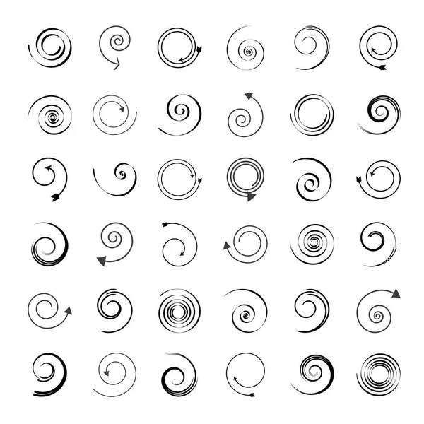 Pfeile Und Spiralformen Gestaltungselemente Gesetzt Vektorkunst — Stockvektor