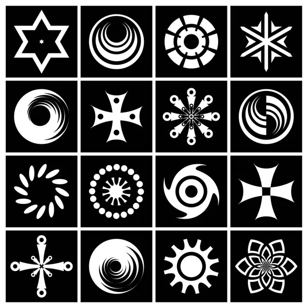 Elementos Diseño Establecidos Iconos Abstractos Blanco Negro Contraste Arte Vectorial — Vector de stock