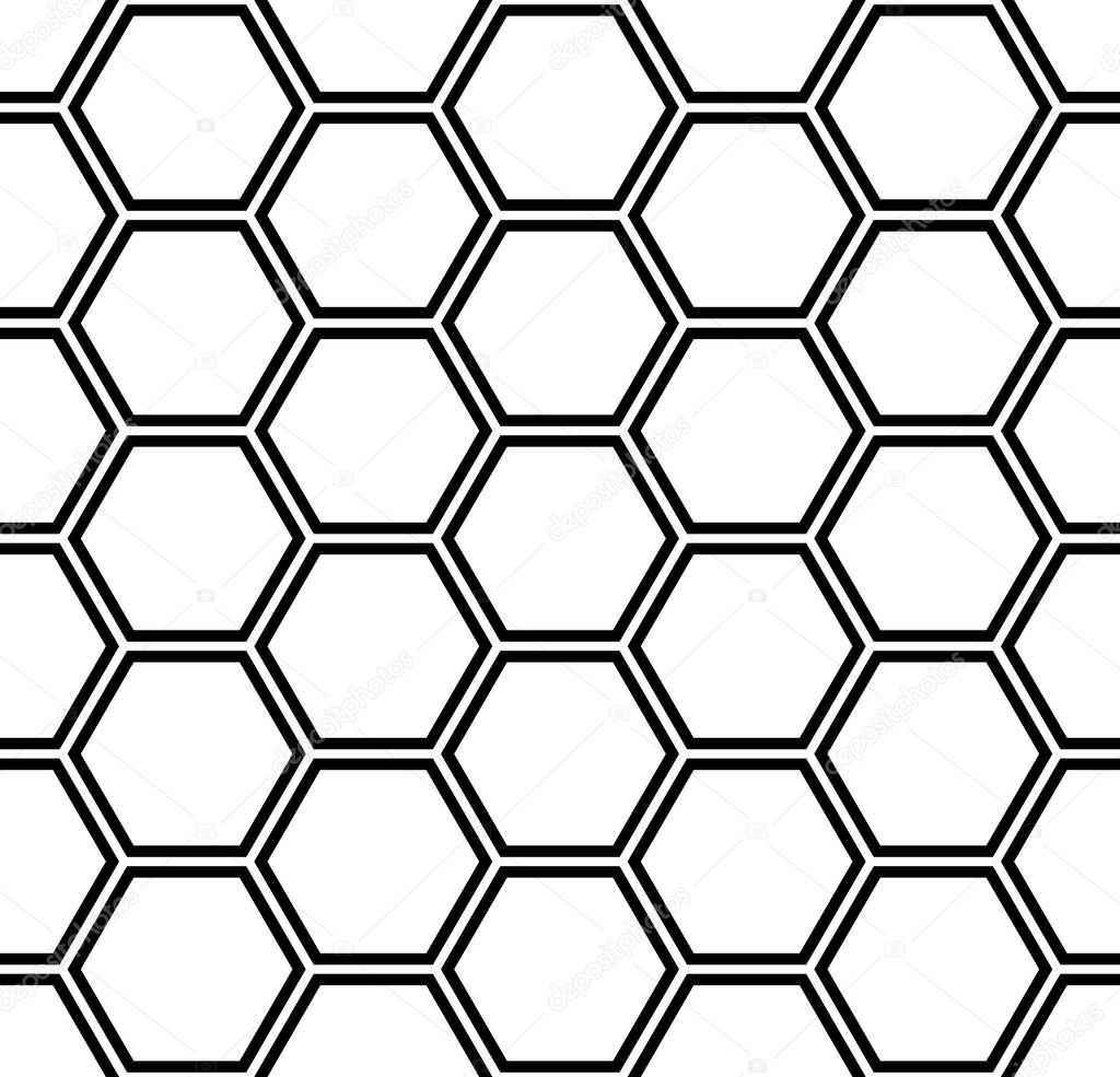 Seamless hexagons pattern. White and black geometric texture and background. Vector art.